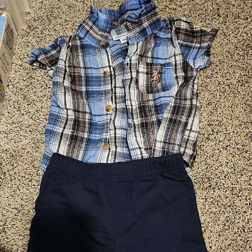 Kids Blue Plaid Button Down Shirt